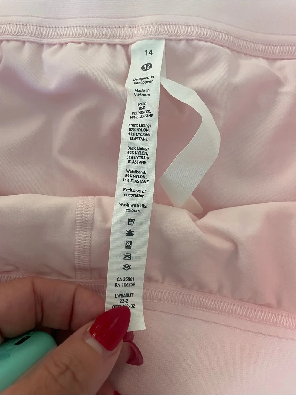 Lululemon Court Rival High Rise Light Pink Tennis Skirt Curvy Plus Size 14